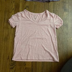 Pink V neck short sleeve